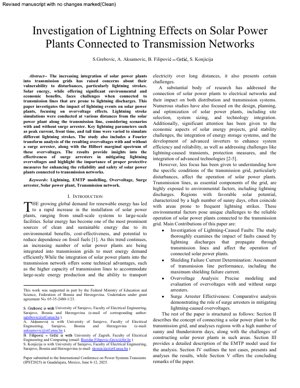 غلاف مستند PDF - دراسة تأثيرات الصواعق على محطات الطاقة الشمسية المتصلة بشبكات النقل