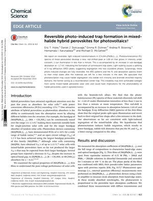 PDF文檔封面 - 光伏用混合鹵化物鈣鈦礦中可逆光致陷阱形成